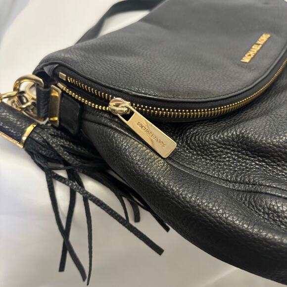 Michael Kors Bedford Tassel Satchel Bag Black Pebbled Leather Handbag Purse - Picture 15 of 16